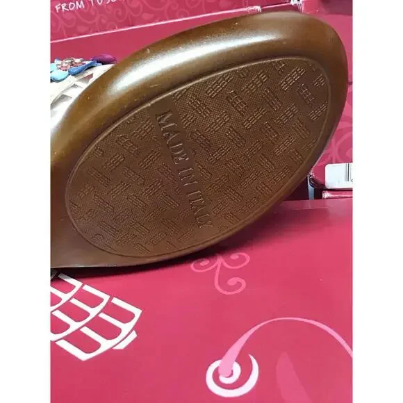 Italian shoemakers brand handmade 2” wedge sandals size 9 multi floral gems - Picture 4 of 6